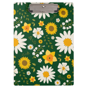 Carpeta De Pinza Elegante diseño floral amarillo blanco moderno