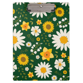 Carpeta De Pinza Elegante diseño floral amarillo blanco moderno