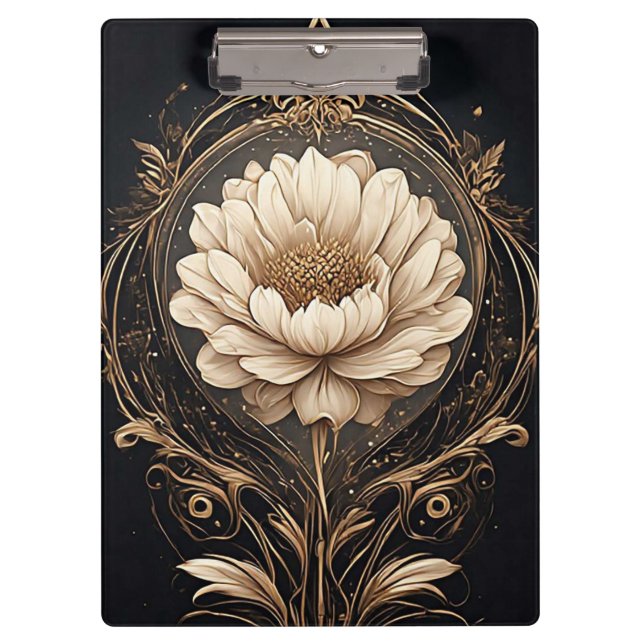 Carpeta De Pinza Elegante Diseño Floral Con Patrones Ornatos (Anverso)