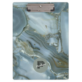 Carpeta De Pinza Elegante efecto de mármol Verde azulado Personaliz