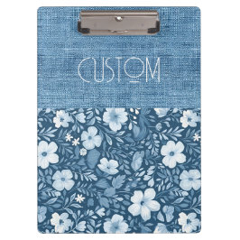 Carpeta De Pinza Elegante estilo botánico azul falso negro