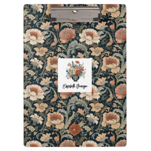 Carpeta De Pinza Elegante Estilo Vintage Floral Oscuro Personalizad