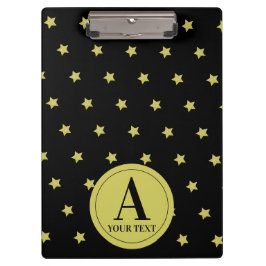 Carpeta De Pinza Elegante Estrella Dorada y Negra con Monograma