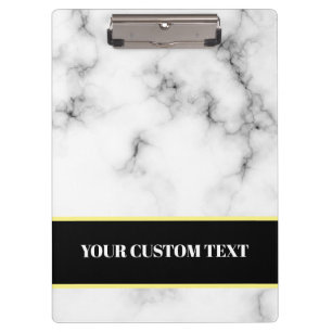 Carpeta De Pinza Elegante Faux White Marble Profesional Nombre del