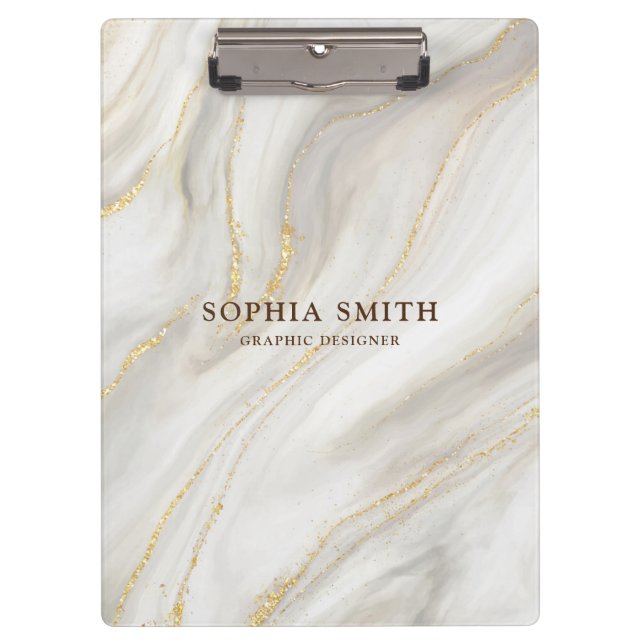 Carpeta De Pinza Elegante fondo de mármol Purpurina de oro Texto si (Anverso)