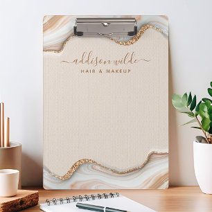 Carpeta De Pinza Elegante Glitter de Oro Mármol Ágata Moderno Chic