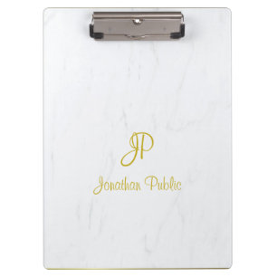 Carpeta De Pinza Elegante guión de escritura a mano de mármol Monog