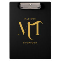 Elegante letras de inicio de monograma negro y dor