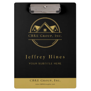 Carpeta De Pinza Elegante logotipo personalizado negro y dorado par