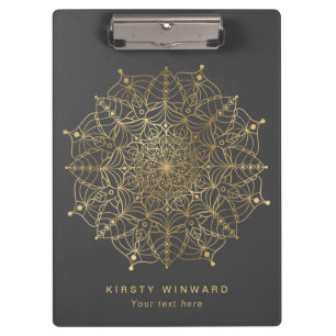 Carpeta De Pinza Elegante Mandala Boho de papel de aluminio dorado 