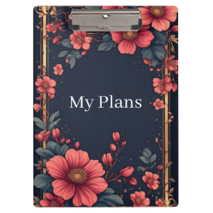 Carpeta De Pinza Elegante marco floral con flores rosas