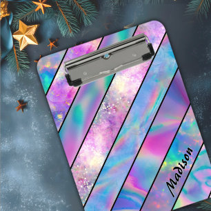 Carpeta De Pinza Elegante moda holográfica rosa azul