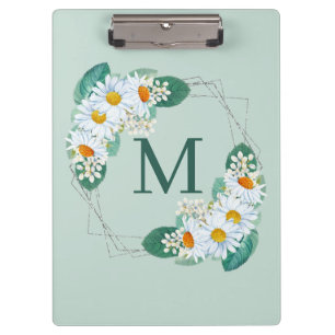 Carpeta De Pinza Elegante Monograma de espuma de plata floral girat
