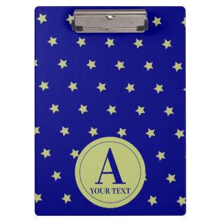 Carpeta De Pinza Elegante Monograma de Patrón de Estrella Dorada y