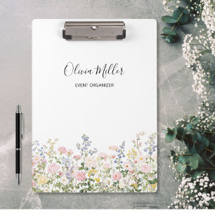 Carpeta De Pinza Elegante Monograma Floral Jardín de Flores Colorid
