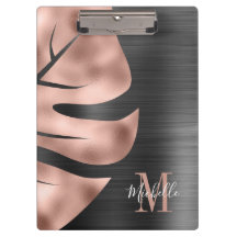 Elegante Monograma Rosa Oro Negro