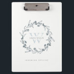 Carpeta De Pinza Elegante Monograma simple de laurel floral<br><div class="desc">Si necesitas más personalización,  por favor,  no dudes en enviarme un mensaje a yellowfebstudio@gmail.com.</div>