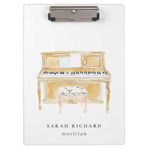 Carpeta De Pinza Elegante músico de piano con música de acuarela pr