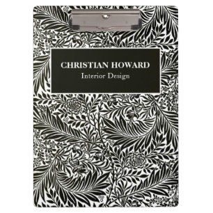 Carpeta De Pinza Elegante negocio de follaje negro y blanco