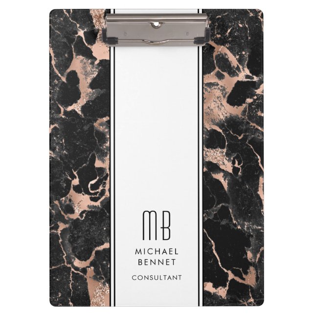 Carpeta De Pinza Elegante negocio de monogramas (Anverso)