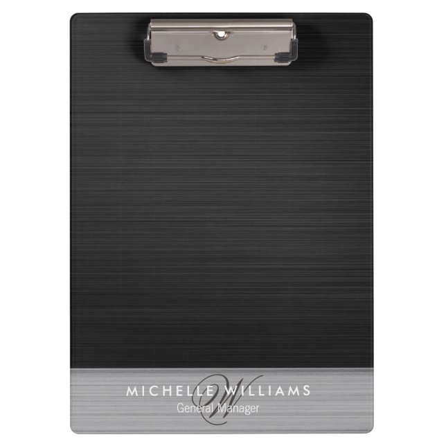 Carpeta De Pinza Elegante negro perforado metalizado personalizado (Anverso)