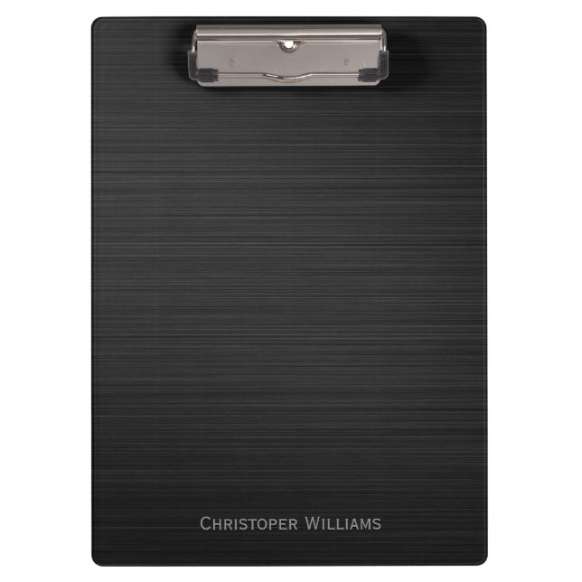 Carpeta De Pinza Elegante negro perforado metalizado personalizado (Anverso)