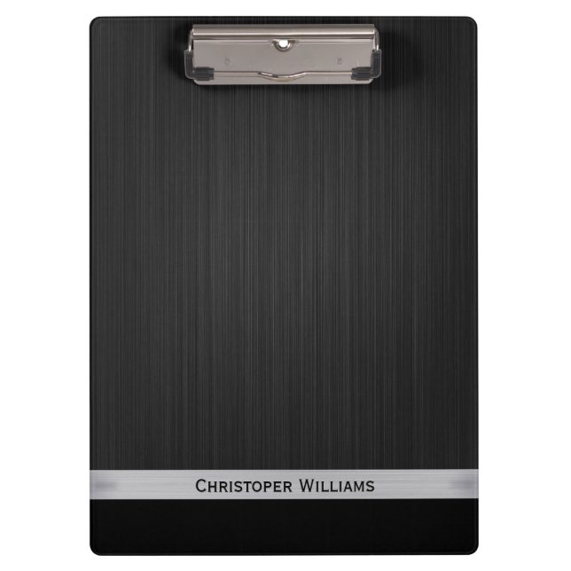 Carpeta De Pinza Elegante negro perforado metalizado personalizado (Anverso)