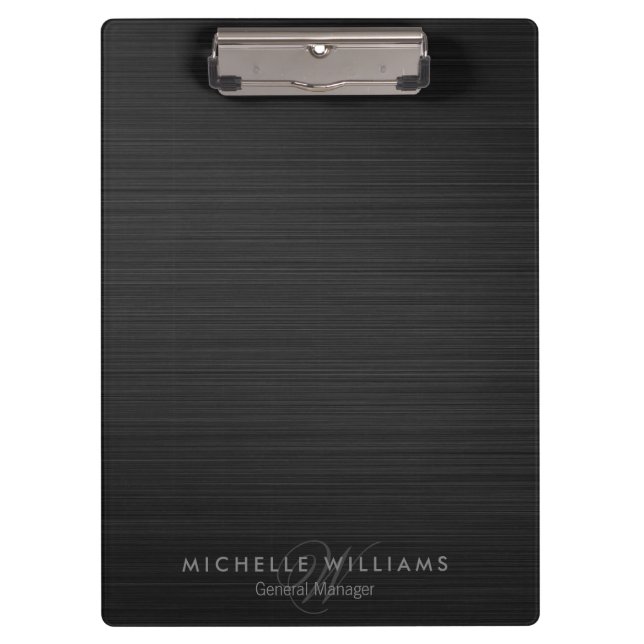 Carpeta De Pinza Elegante negro perforado metalizado personalizado (Anverso)