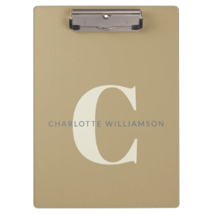 Carpeta De Pinza Elegante nombre monogramado profesional dorado cla
