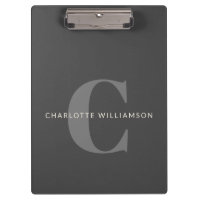 Elegante Nombre Monogramado Profesional Gris Negro