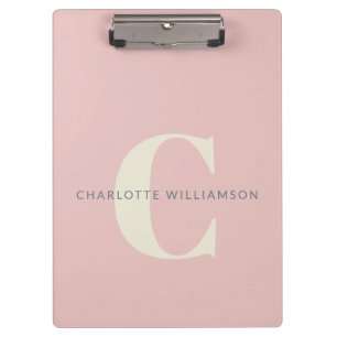 Carpeta De Pinza Elegante nombre monogramado profesional rosa rubor