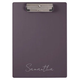 Carpeta De Pinza Elegante Nombre Personalizado Purple Taupe