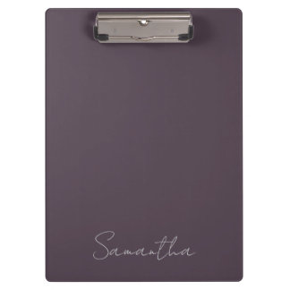 Carpeta De Pinza Elegante Nombre Personalizado Purple Taupe
