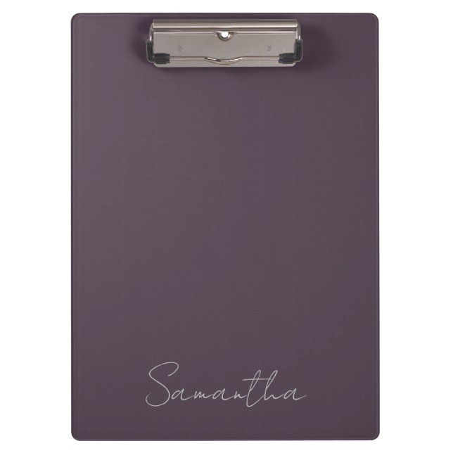 Carpeta De Pinza Elegante Nombre Personalizado Purple Taupe (Anverso)