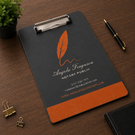 Carpeta De Pinza Elegante Notario Público de Carbón Naranja