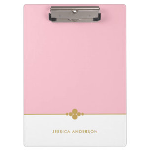 Carpeta De Pinza Elegante Oro Blanco Rosa Personalizado