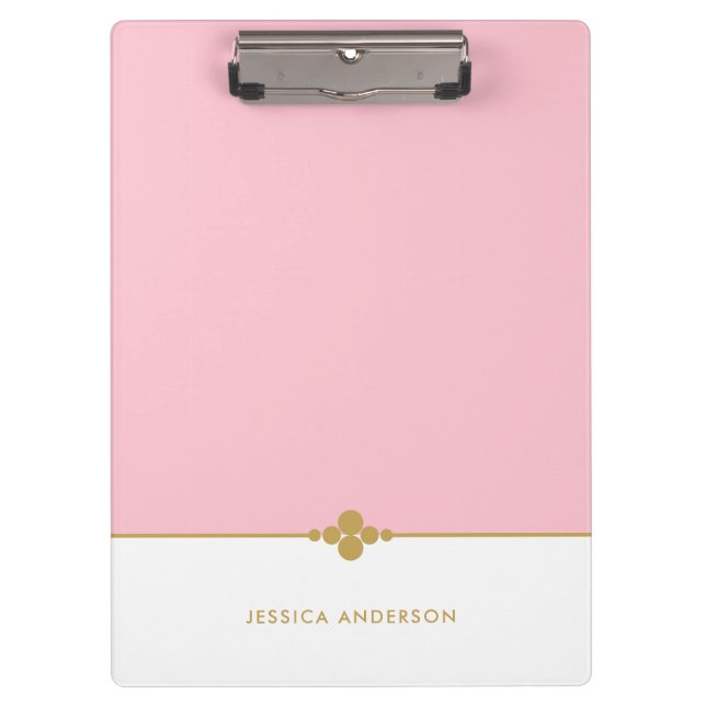 Carpeta De Pinza Elegante Oro Blanco Rosa Personalizado (Anverso)