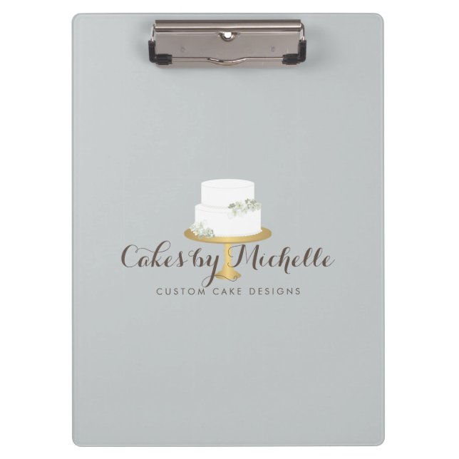Carpeta De Pinza Elegante pastel blanco con decoración de pasteles  (Anverso)