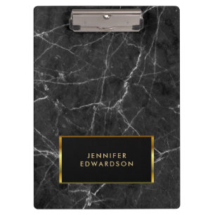 Carpeta De Pinza Elegante patrón de mármol blanco negro profesion
