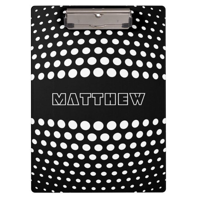 Carpeta De Pinza Elegante patrón de puntos de polka blanco (Anverso)