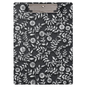 Carpeta De Pinza Elegante patrón floral de pizarra