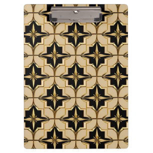 Carpeta De Pinza Elegante patrón geométrico de oro y negro
