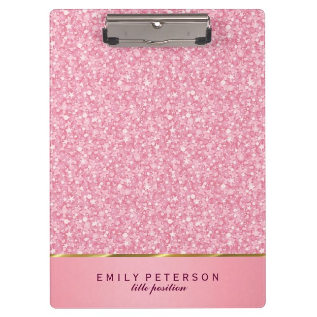 Carpeta De Pinza Elegante patrón Purpurina rosa y dorado (Anverso)