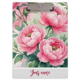 Carpeta De Pinza Elegante Peonía Floral Rosa