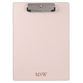 Carpeta De Pinza Elegante personalizado rosado rosado monograma mo