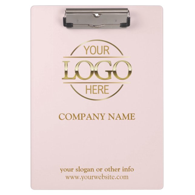 Carpeta De Pinza Elegante Personalizado Rubor Pink Company Business (Anverso)