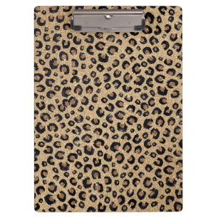 Carpeta De Pinza Elegante Purpurina dorado Leopardo negro