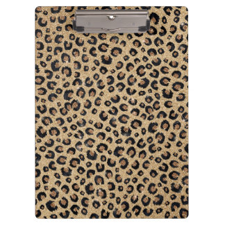 Carpeta De Pinza Elegante Purpurina dorado Leopardo negro