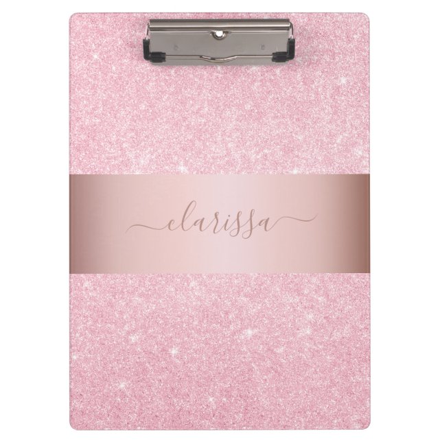 Carpeta De Pinza Elegante purpurina geométrico rosa dorado (Anverso)
