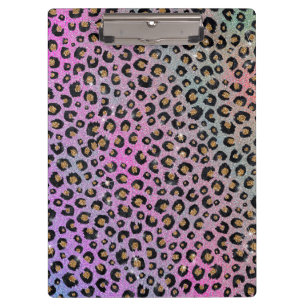 Carpeta De Pinza Elegante Purpurina rosa azul dorado Leopardo negro